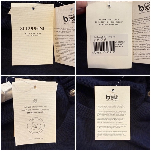 Seraphine Women Size S Bell Sleeve Detail Nursing Top Sweater Navy Blue NWT$95 - Picture 15 of 16